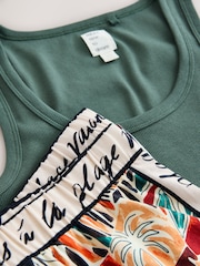 Vert abstrait - Ensemble pyjama short et débardeur côtelé - Image 8 de 9