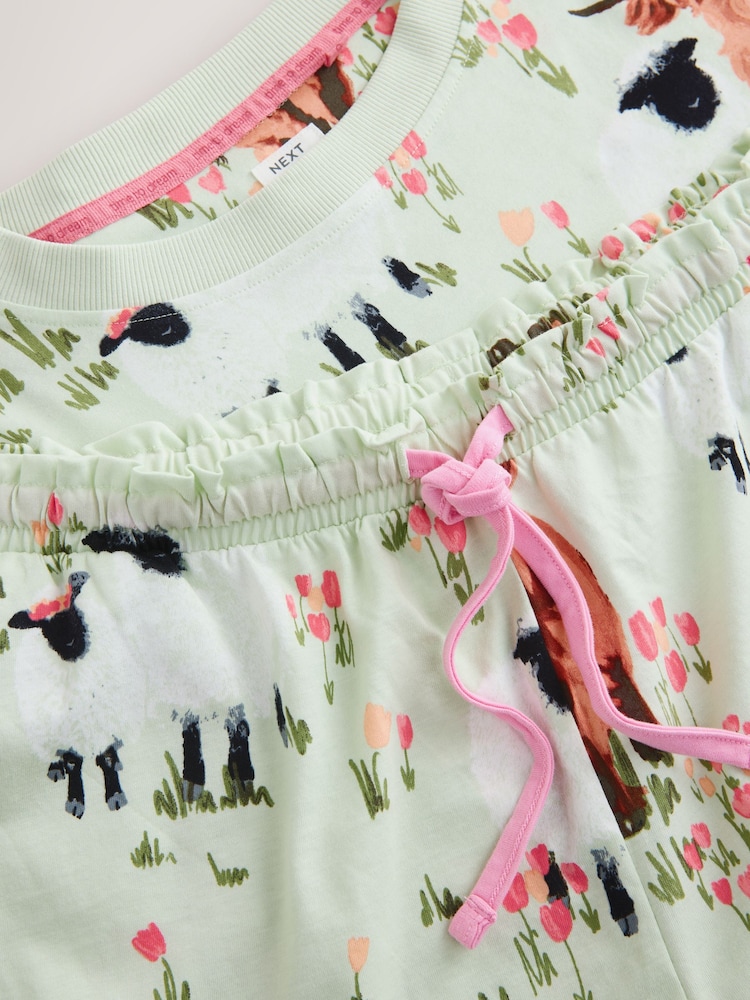 Sage Green Hamish The Highland Cow Cotton Short Pyjamas Set - Image 2 of 3 Sage Green Hamish The Highland Cow Cotton Short Pyjamas Set - Image 2 of 3