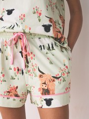 Sage Green Hamish The Highland Cow Cotton Short Pyjamas Set - Image 4 of 8