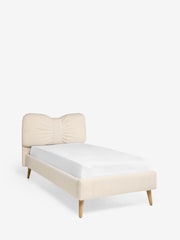 Soft Cosy Boucle Ivory Natural Bow Single Bed Frame - Image 3 of 3