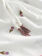 White Embroidered Tulip - Cotton Vest Pyjamas - Imaginea 9 din 10