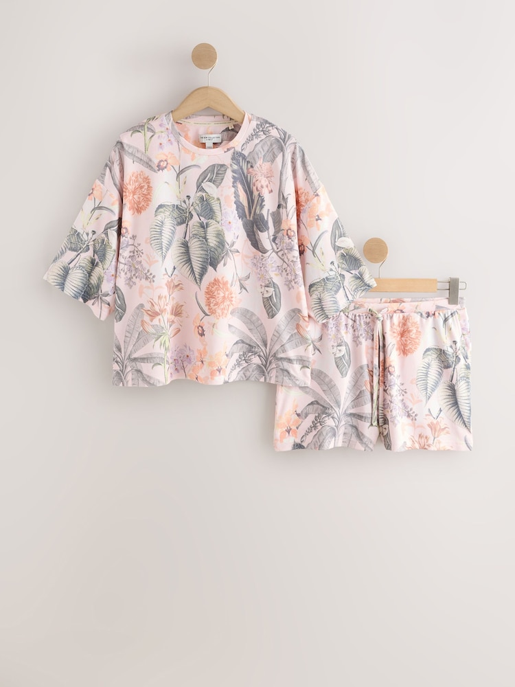 Peach Pink Kew Collection Cosy Short Set Pyjamas - Image 1 of 3 Peach Pink Kew Collection Cosy Short Set Pyjamas - Image 1 of 3