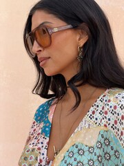 Never Fully Dressed Orange Visor Acetate Sunglasses with Case - Image 4 of 4