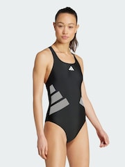 adidas Black Logo C-Back Swimsuit - Image 1 of 5