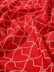 Mint Velvet Red Cotton Heart Print Square Neck Scarf - Image 3 of 5