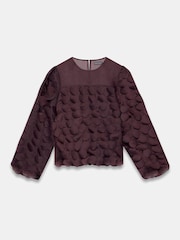 Mint Velvet Red Burgundy Textured Disc Blouse - Image 7 of 9