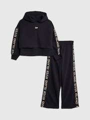 River Island Black Hooded Waistband Hoodie & Joggers Set - Image 1 of 5