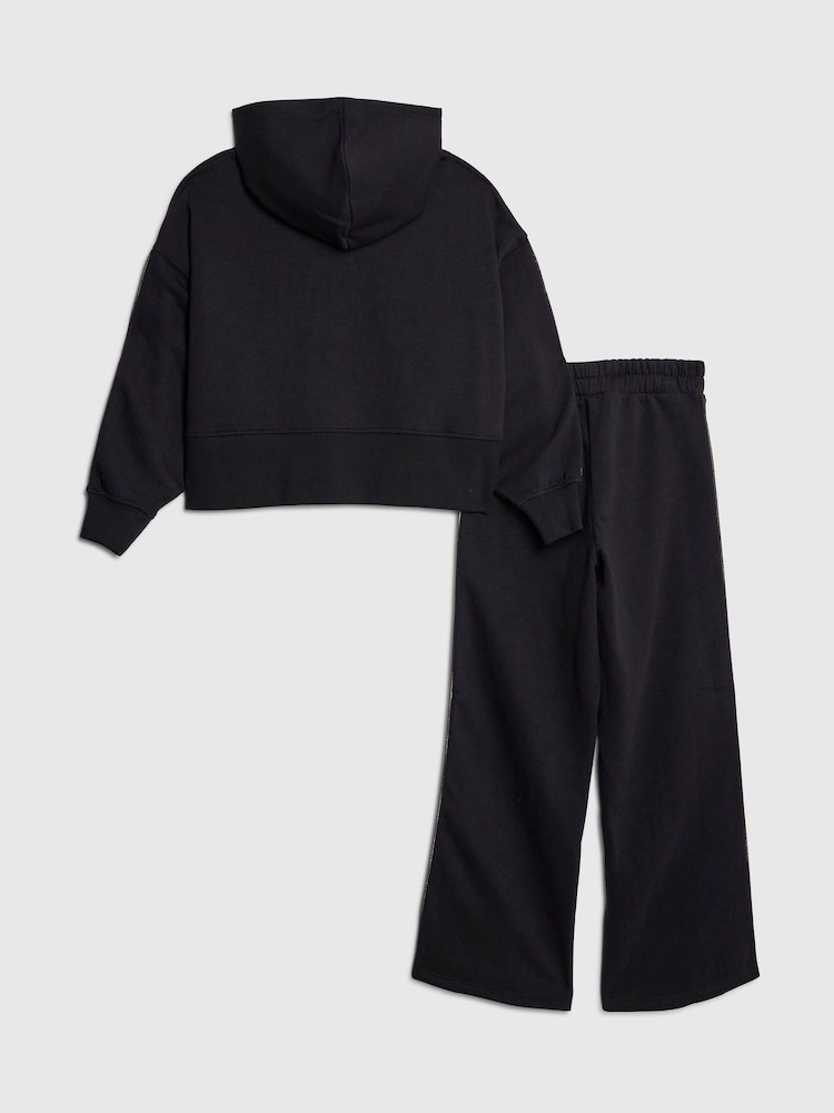 River Island Black Hooded Waistband Hoodie & Joggers Set - Image 2 of 5