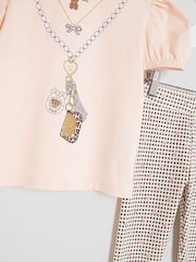 River Island Pink Necklace T-Shirt and Leggings Set - Image 4 of 5