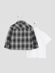 River Island Black Mono Check Shacket & T-Shirt Set - Image 3 of 7