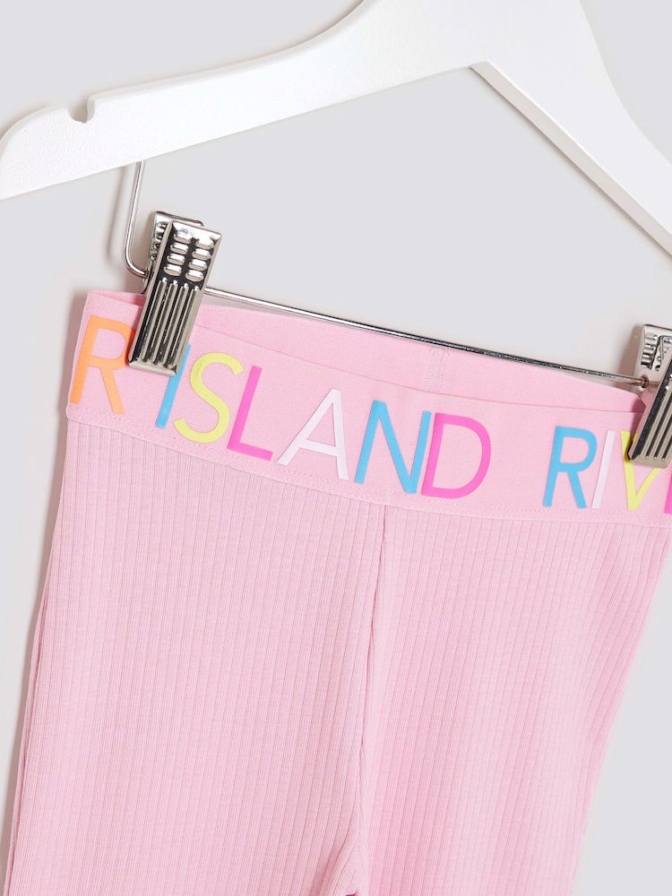 River Island Cream Bow Sweatshirt & Rainbow Waistband Kickflare Leggings Set - Image 5 of 5