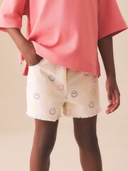 Ecru Multicolour Smiley World Regular Length Frayed Edge Denim Shorts (3-16yrs) - Image 1 of 9