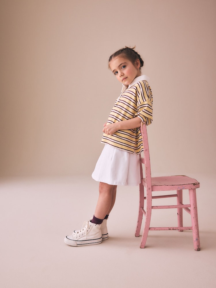 화이트 - 플리츠 데님 치마 (3-16세용) - 4의 이미지 2