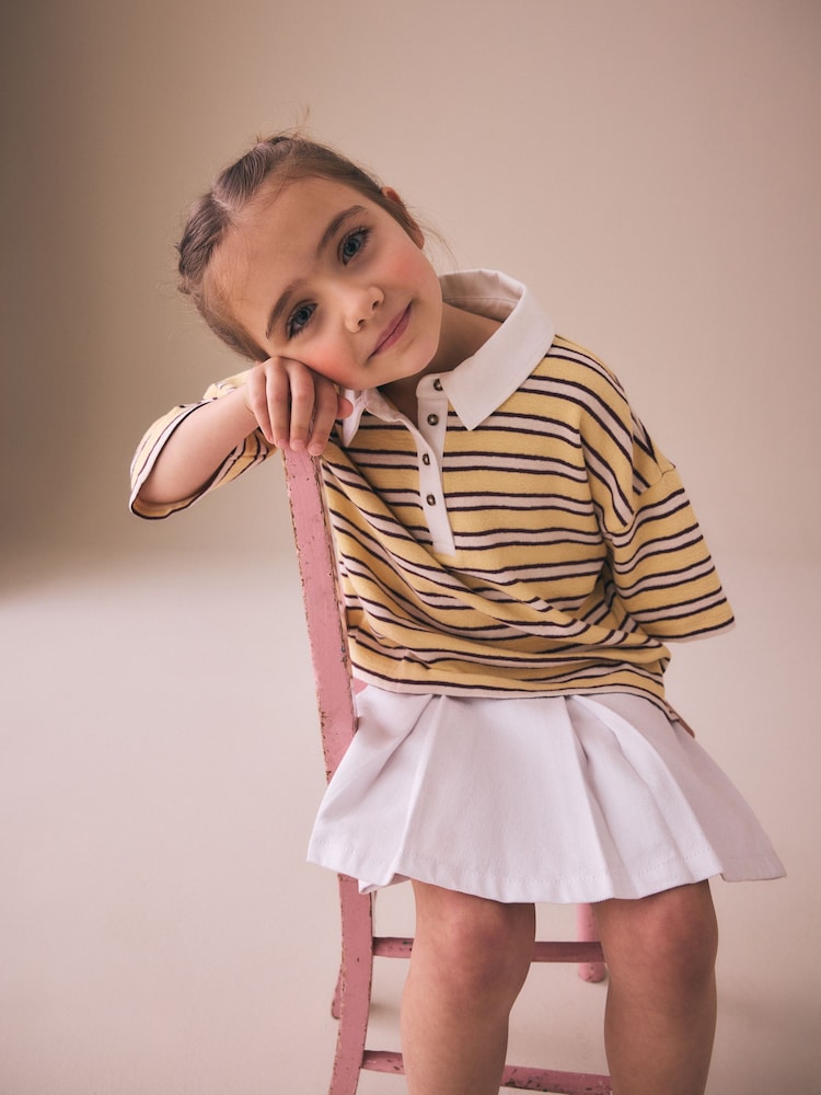 화이트 - 플리츠 데님 치마 (3-16세용) - 4의 이미지 4