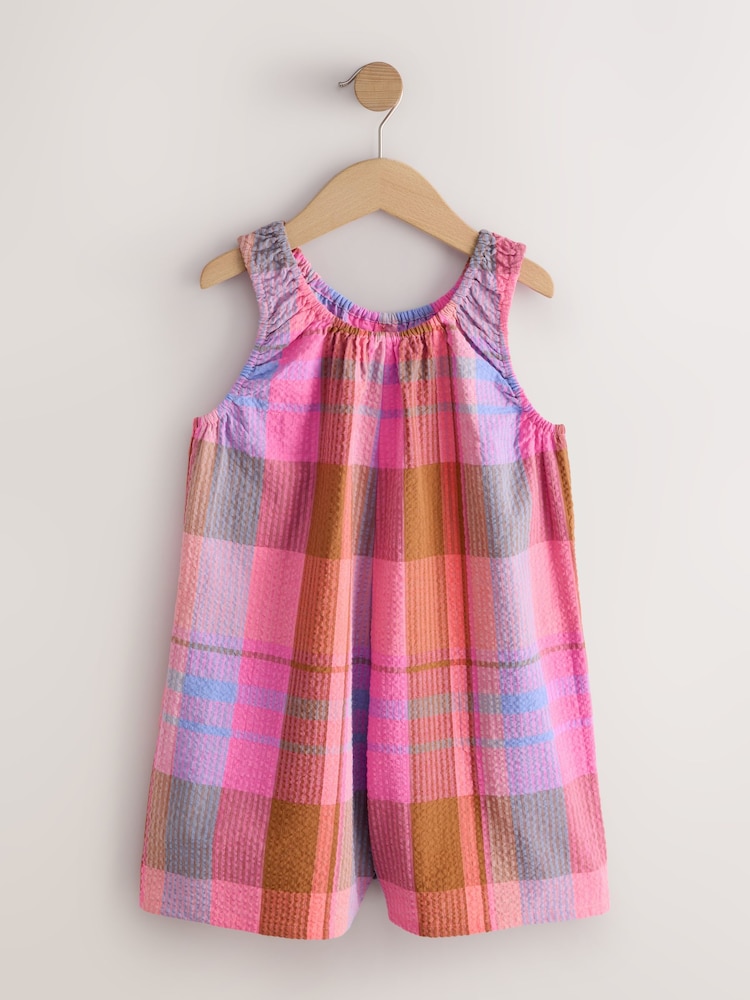 Pink/ Blue Multicolour Check Strappy Playsuit (3-16yrs) - Image 1 of 4