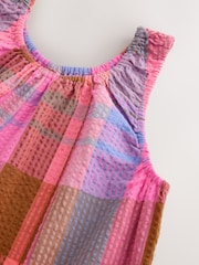 Pink/ Blue Multicolour Check Strappy Playsuit (3-16yrs) - Image 4 of 4