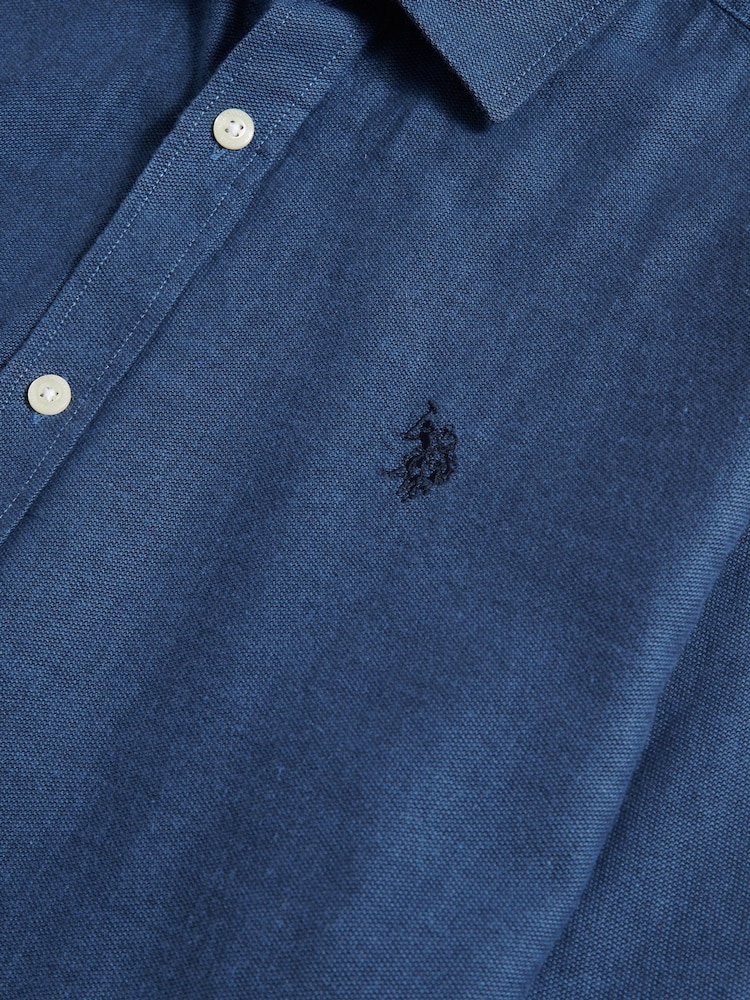 U.S. Polo Assn. Blue Brushed Dobby Shirt - Image 9 of 9