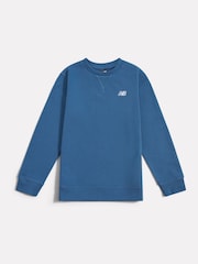 New Balance Blue French Terry Small Logo Crew Sweatshirt - Image 5 of 7