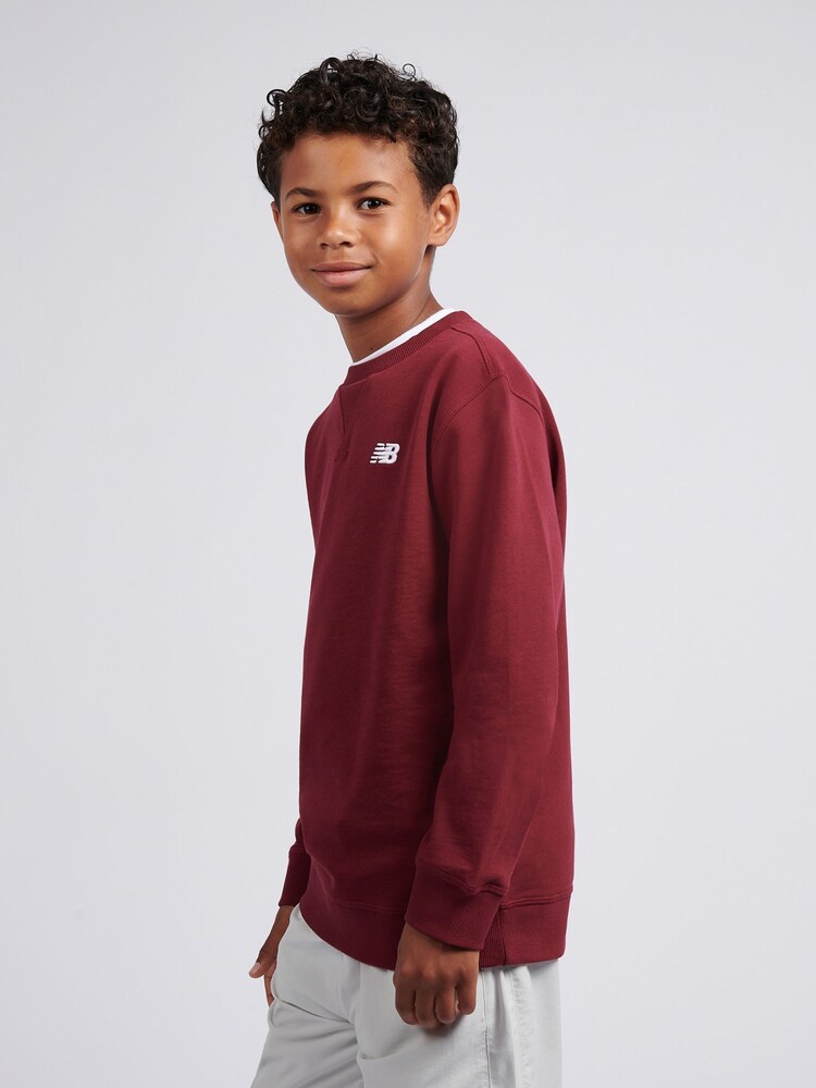 New Balance Red French Terry Small Logo Crew Sweatshirt - Image 2 of 8