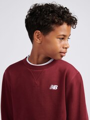 New Balance Red French Terry Small Logo Crew Sweatshirt - Image 5 of 8