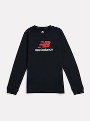 New Balance Black Jersey Stacked Logo Long Sleeve T-Shirt - Image 1 of 3