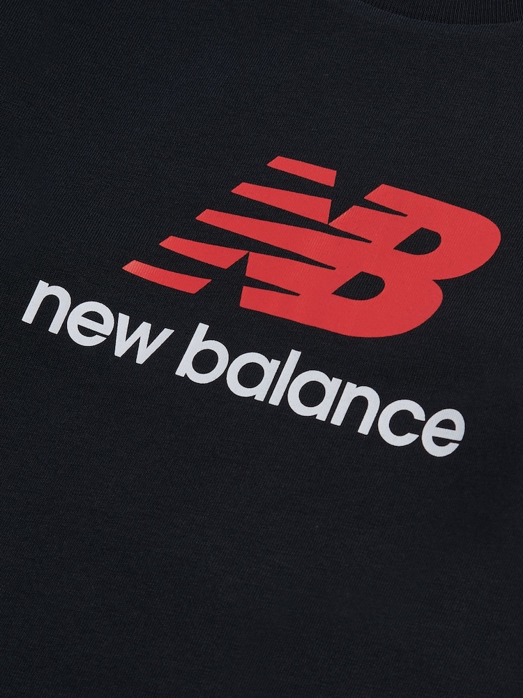 New Balance Black Jersey Stacked Logo Long Sleeve T-Shirt - Image 3 of 3