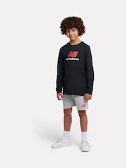 Negru - New Balance Jersey Stacked Logo Long Sleeve T-Shirt - Imaginea 5 din 8