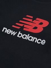 Negru - New Balance Jersey Stacked Logo Long Sleeve T-Shirt - Imaginea 8 din 8