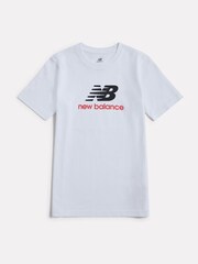 New Balance White Jersey Stacked Logo T-Shirt - Image 1 of 3