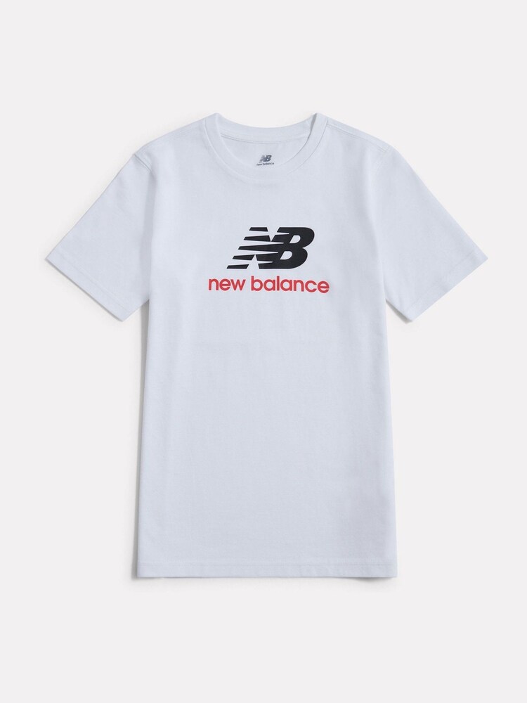 New Balance White Jersey Stacked Logo T-Shirt - Image 1 of 3