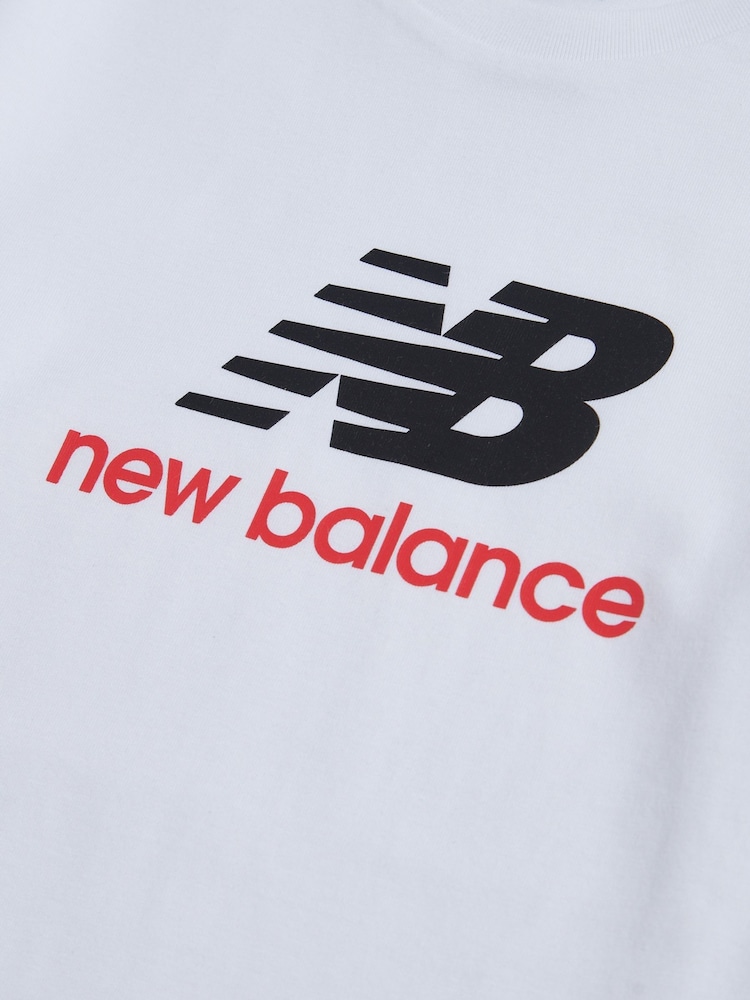 New Balance White Jersey Stacked Logo T-Shirt - Image 8 of 8
