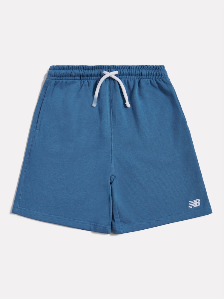 New Balance Blue French Terry Small Logo Shorts - Image 1 of 3 New Balance Blue French Terry Small Logo Shorts - Image 1 of 3
