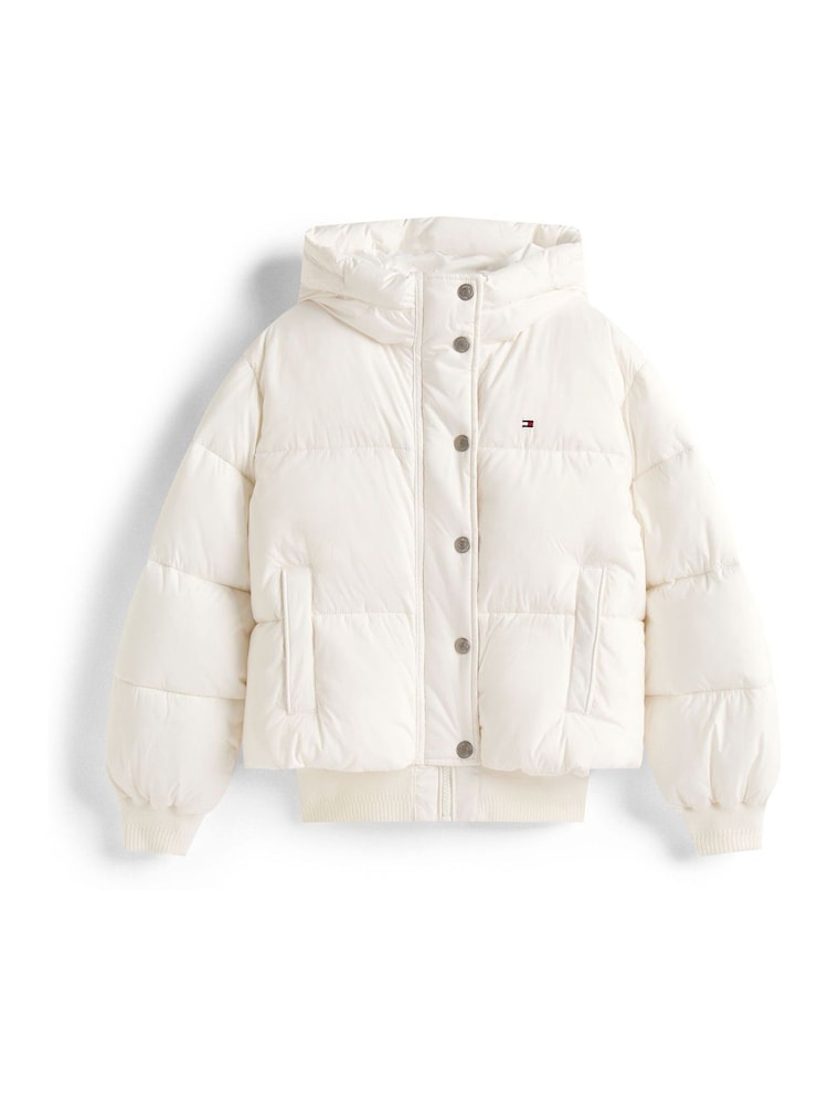 Tommy Hilfiger White Relaxed Hooded Puffer Jacket - Image 5 of 5 Tommy Hilfiger White Relaxed Hooded Puffer Jacket - Image 5 of 5