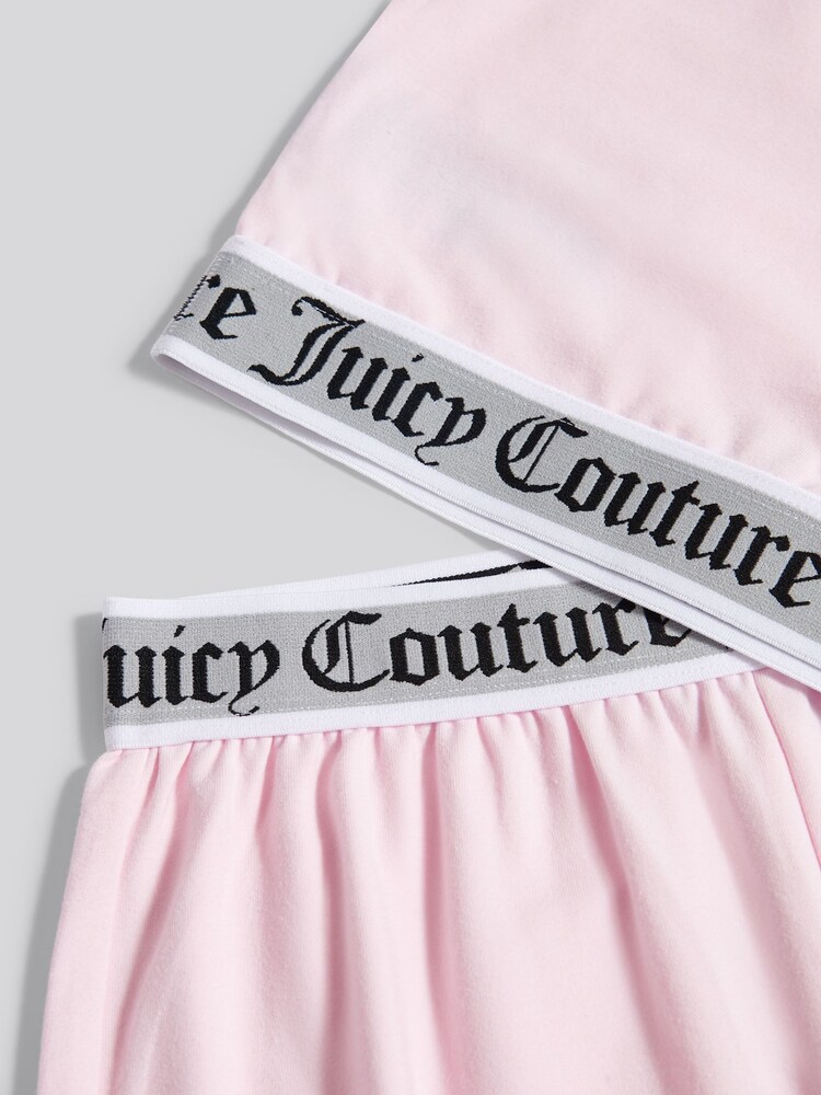 Juicy Couture Pink Elastic Lounge Short Sleeve Crop Vest and Wide Leg Pyjamas - Image 11 of 11
