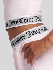 Juicy Couture Pink Elastic Lounge Short Sleeve Crop Vest and Wide Leg Pyjamas - Image 5 of 11
