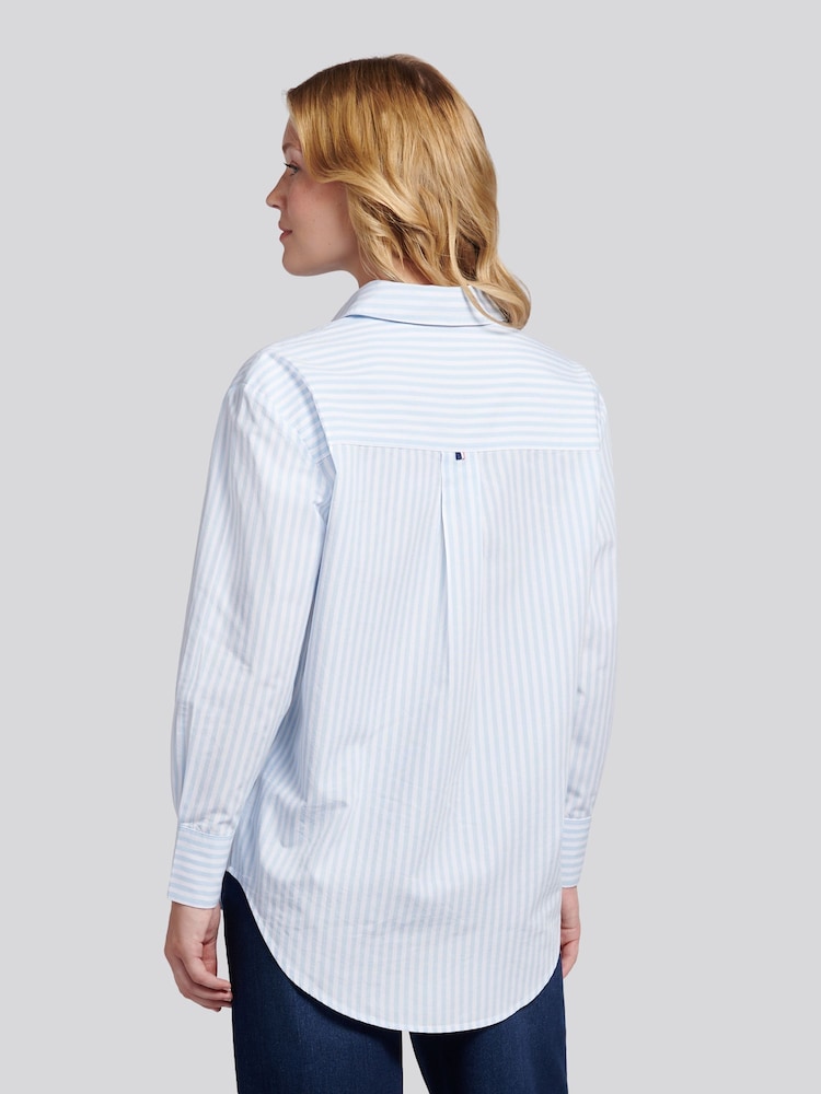U.S. Polo Assn. Light Blue Cotton Poplin Loose Fit Stripe Shirt - Image 2 of 9