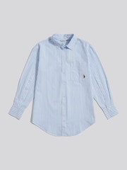 U.S. Polo Assn. Light Blue Cotton Poplin Loose Fit Stripe Shirt - Image 6 of 9