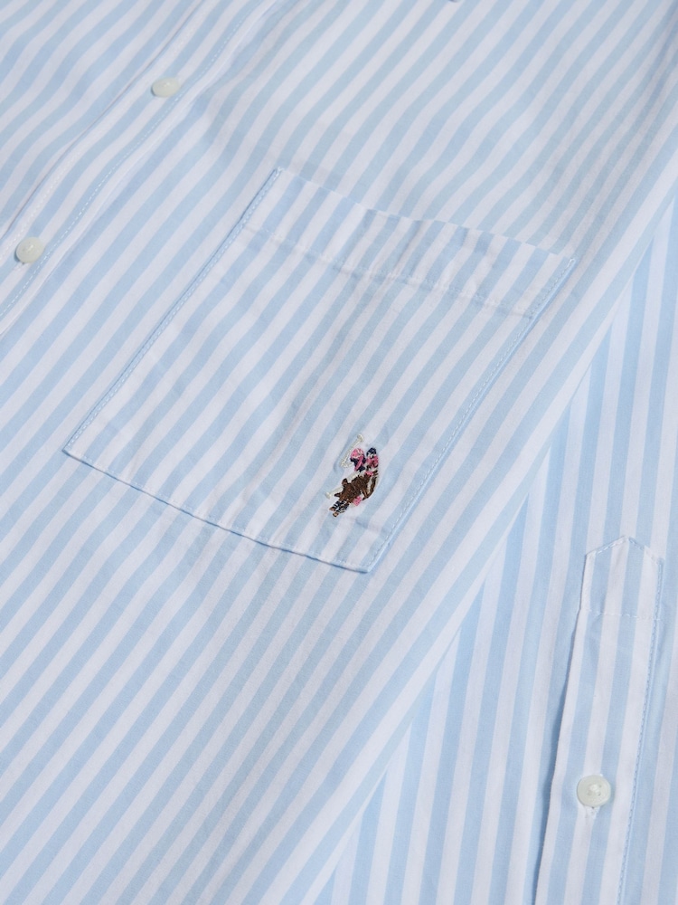 U.S. Polo Assn. Light Blue Cotton Poplin Loose Fit Stripe Shirt - Image 9 of 9