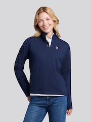 U.S. Polo Assn. Blue Funnel Neck Rugby Shirt - Image 1 of 7