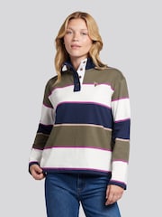 U.S. Polo Assn. Green Large Stripe Funnel Neck Rugby Shirt - Image 1 of 7