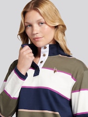 U.S. Polo Assn. Green Large Stripe Funnel Neck Rugby Shirt - Image 2 of 7