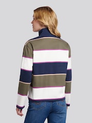 U.S. Polo Assn. Green Large Stripe Funnel Neck Rugby Shirt - Image 4 of 7