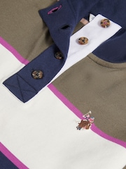 U.S. Polo Assn. Green Large Stripe Funnel Neck Rugby Shirt - Image 7 of 7