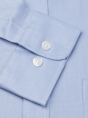 Brook Taverner Blue Single Cuff Herringbone Cotton Shirt - Image 3 of 3