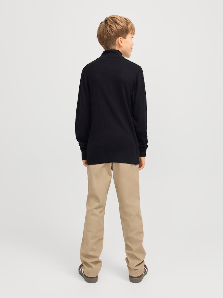 JACK & JONES Junior 1/4 Zip Knitted Black Jumper - Image 2 of 6
