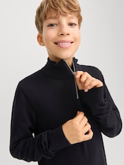 JACK & JONES Junior 1/4 Zip Knitted Black Jumper - Image 3 of 6