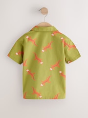 Green All Over Print Ghecko Short Sleeve Revere Collar Printed Shirt (3mths-7yrs) - Image 5 of 7