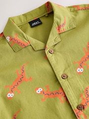 Green All Over Print Ghecko Short Sleeve Revere Collar Printed Shirt (3mths-7yrs) - Image 6 of 7