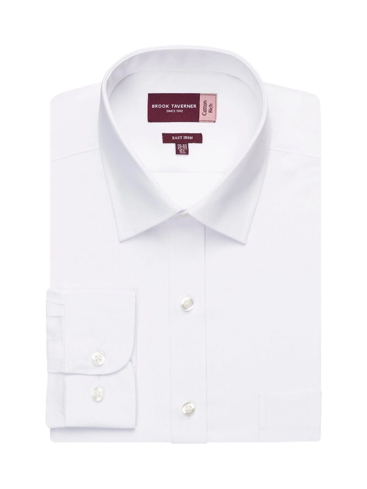 Brook Taverner White Poplin Single Cuff Shirt - Image 1 of 2 Brook Taverner White Poplin Single Cuff Shirt - Image 1 of 2