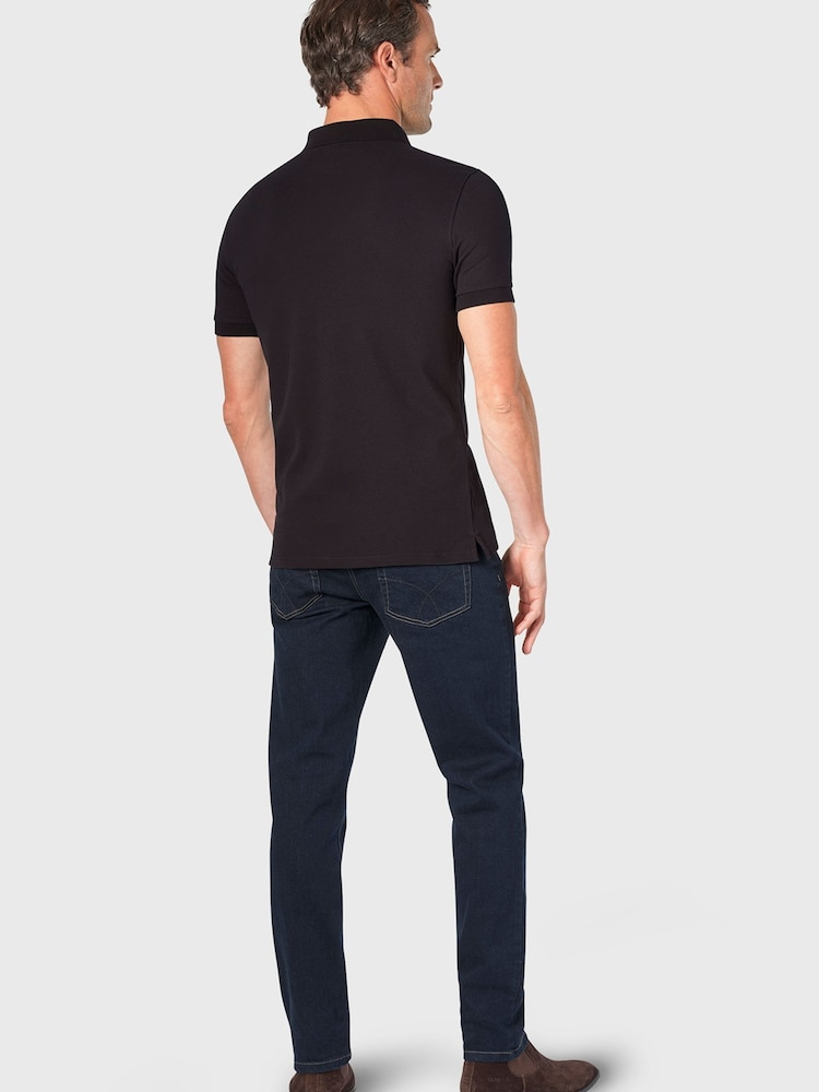 Brook Taverner Black Stretch Cotton Polo Shirt - Image 2 of 3